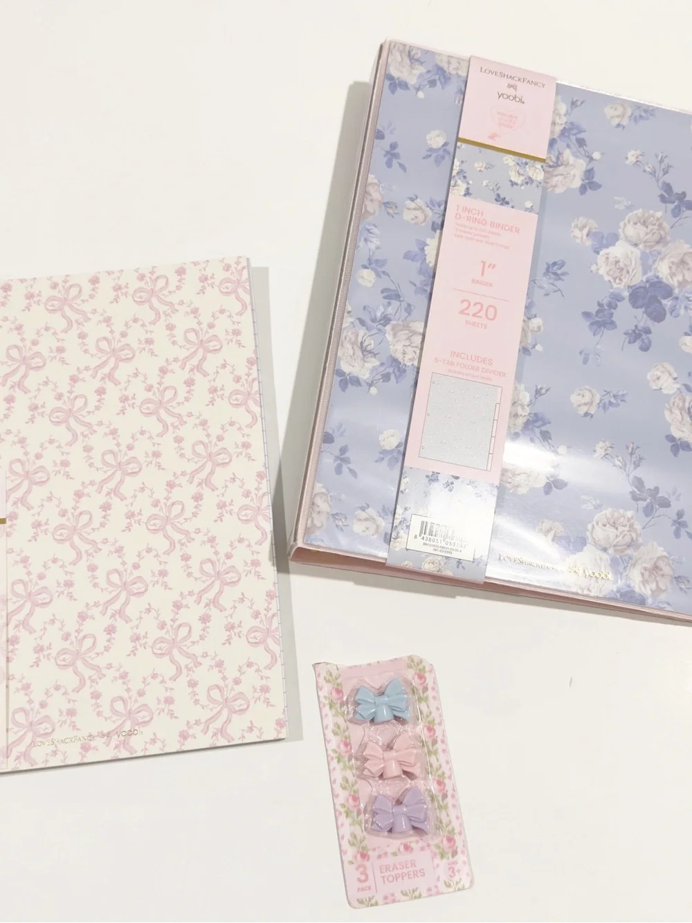 LoveShackFancy x Yoobi Target Bundle NWT Binder Notebook Erasers